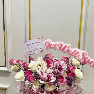Bunga Meja Pink White ( Bloom Box)