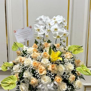 Bunga Meja Rose White Lily